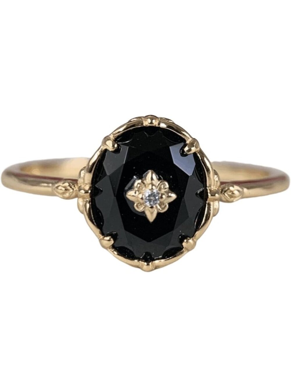 Stunning Vintage Black Onyx Engagement Ring - Gold Art Deco Solitaire, Unique